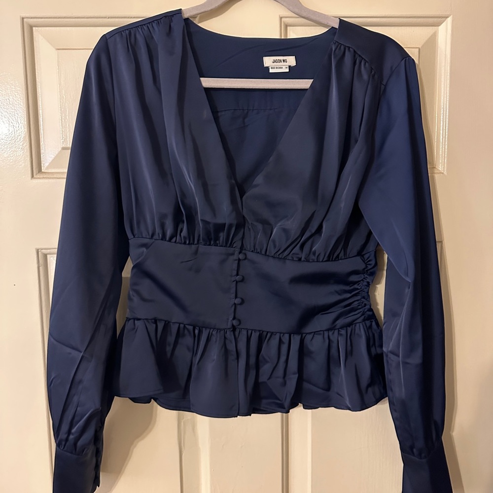 Jason Wu Plunge Neckline Long Sleeve crop top
